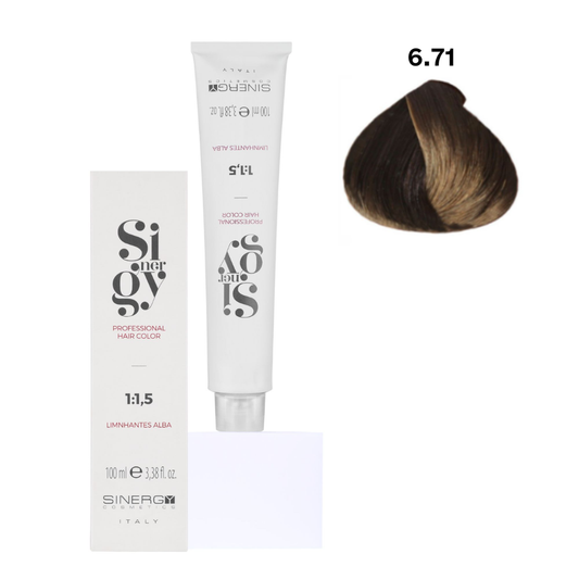 Крем-фарба для волосся Sinergy №6/71 Темний русявий холодно-коричневий 100 мл