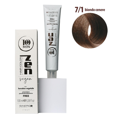 Тонуюча крем-фарба для волосся Sinergy ZEN 10min 7/1 попелястий блонд, 100мл